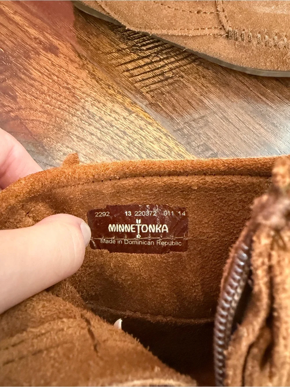 Minnetonka Kids Suede Fringe Moccasins - Chestnut Brown
